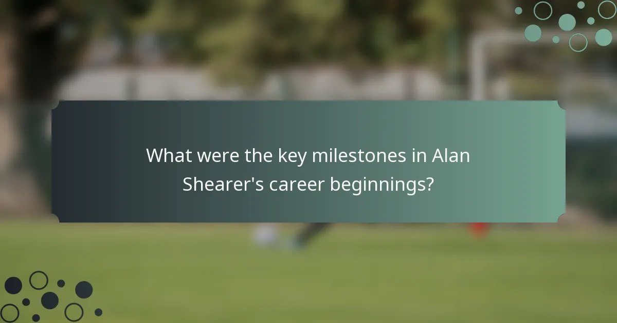 What were the key milestones in Alan Shearer's career beginnings?